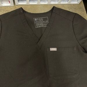 Figs black one pocket scrub top XXS